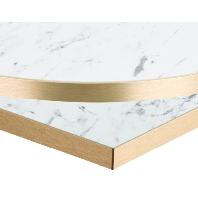 White Carrara Marble Laminate Top with Gold Edge